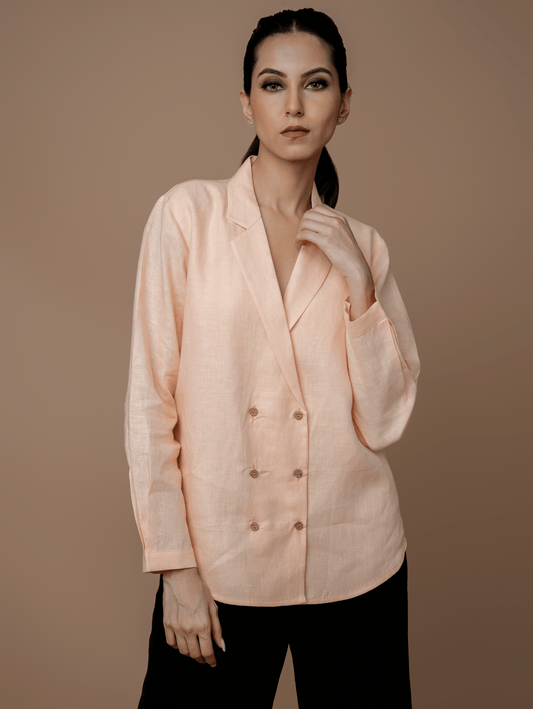 Formal Double Breasted Shirt with Notched Collar