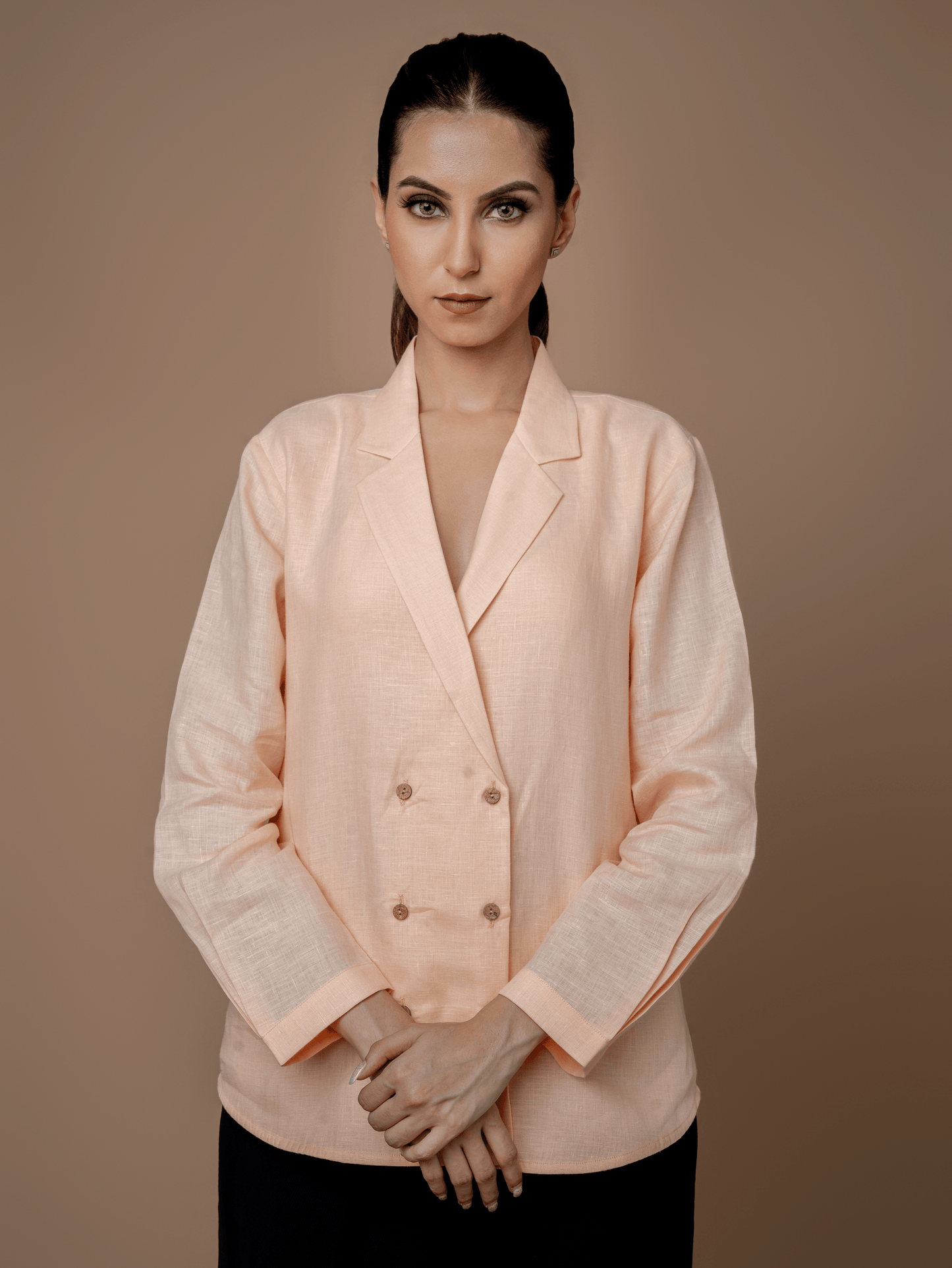 Formal Double Breasted Shirt with Notched Collar