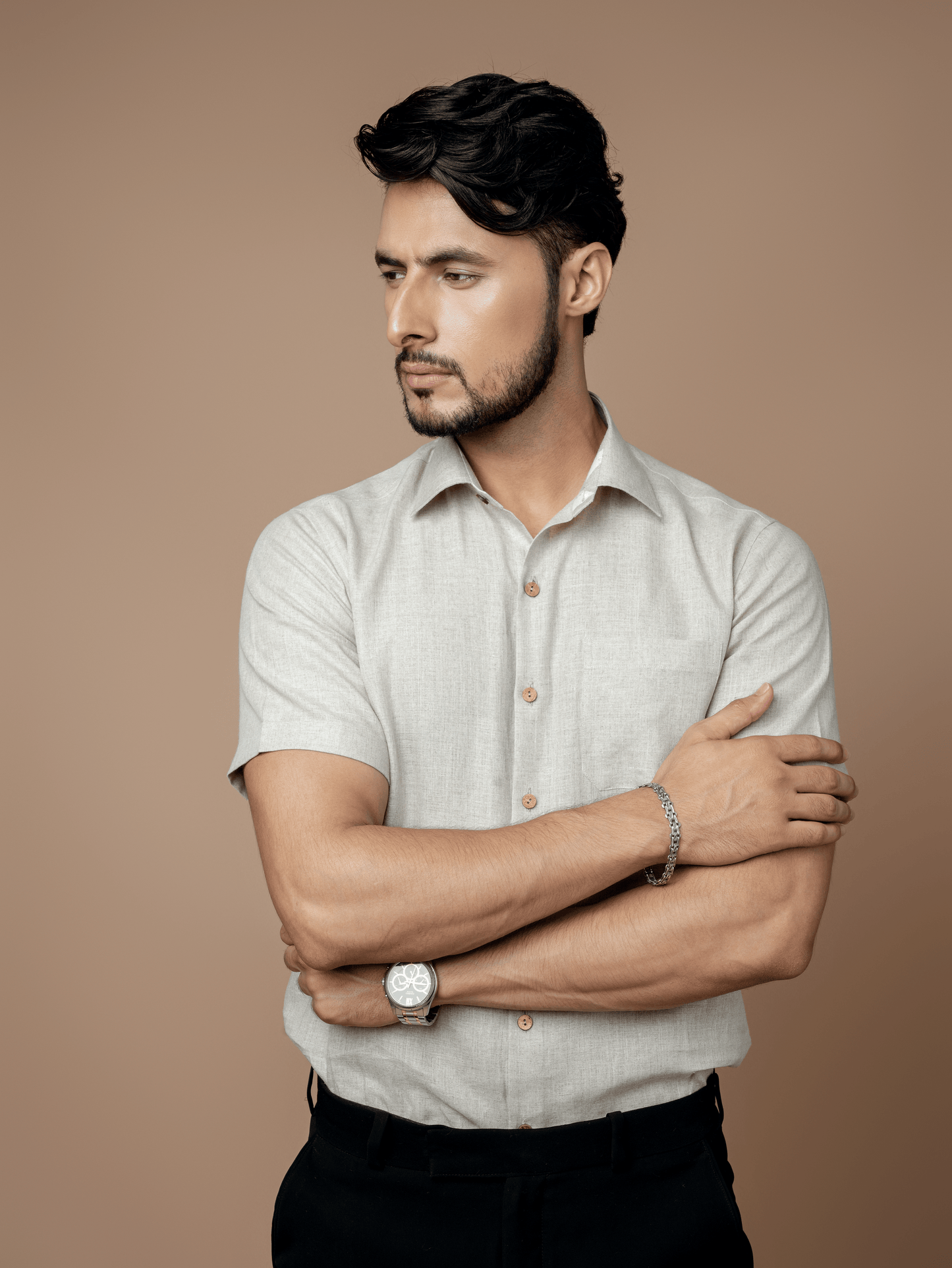 Formal Half Sleeves Linen Shirt