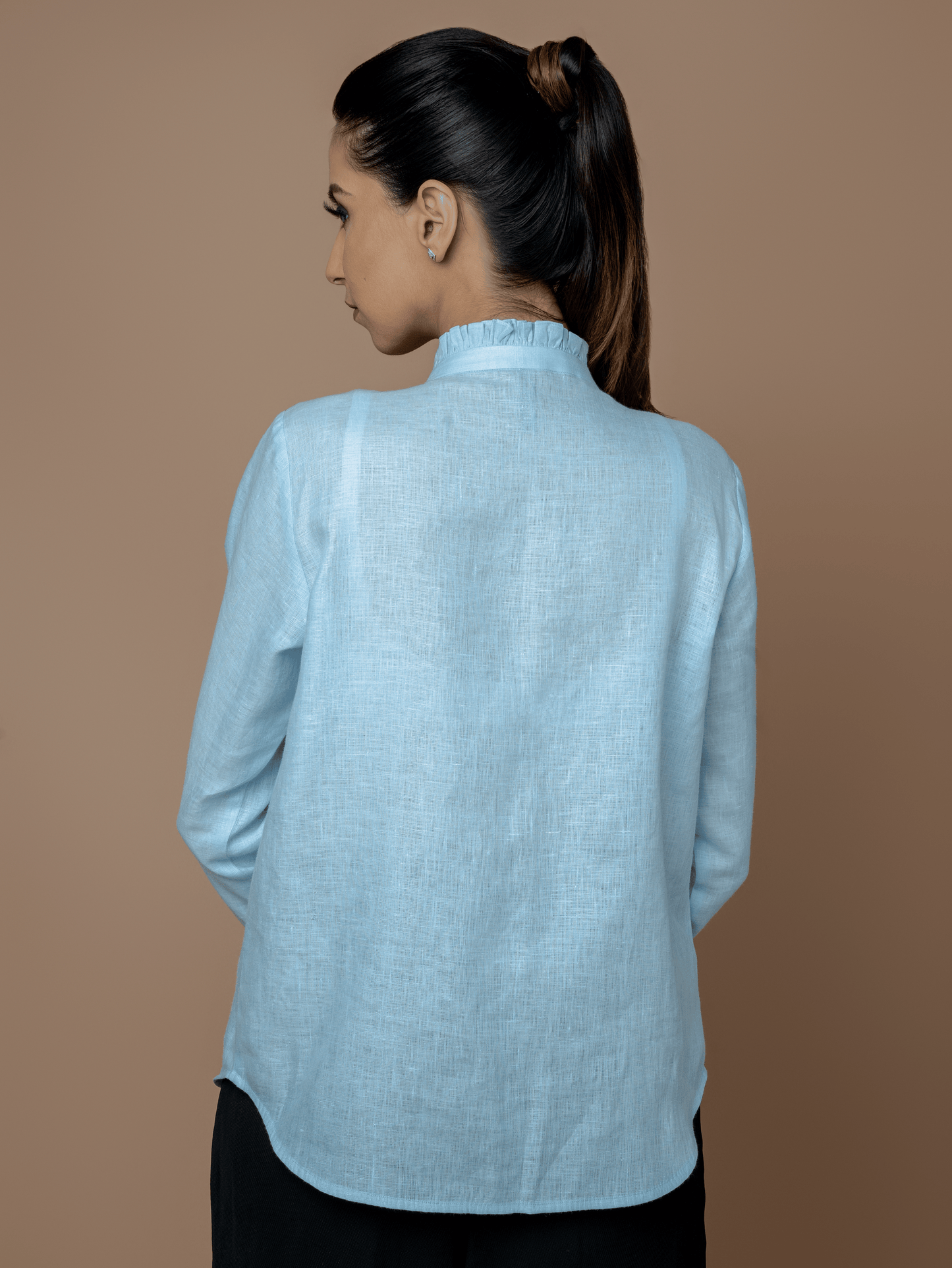 Formal Full Sleeves Shirt with Band Collar for Women