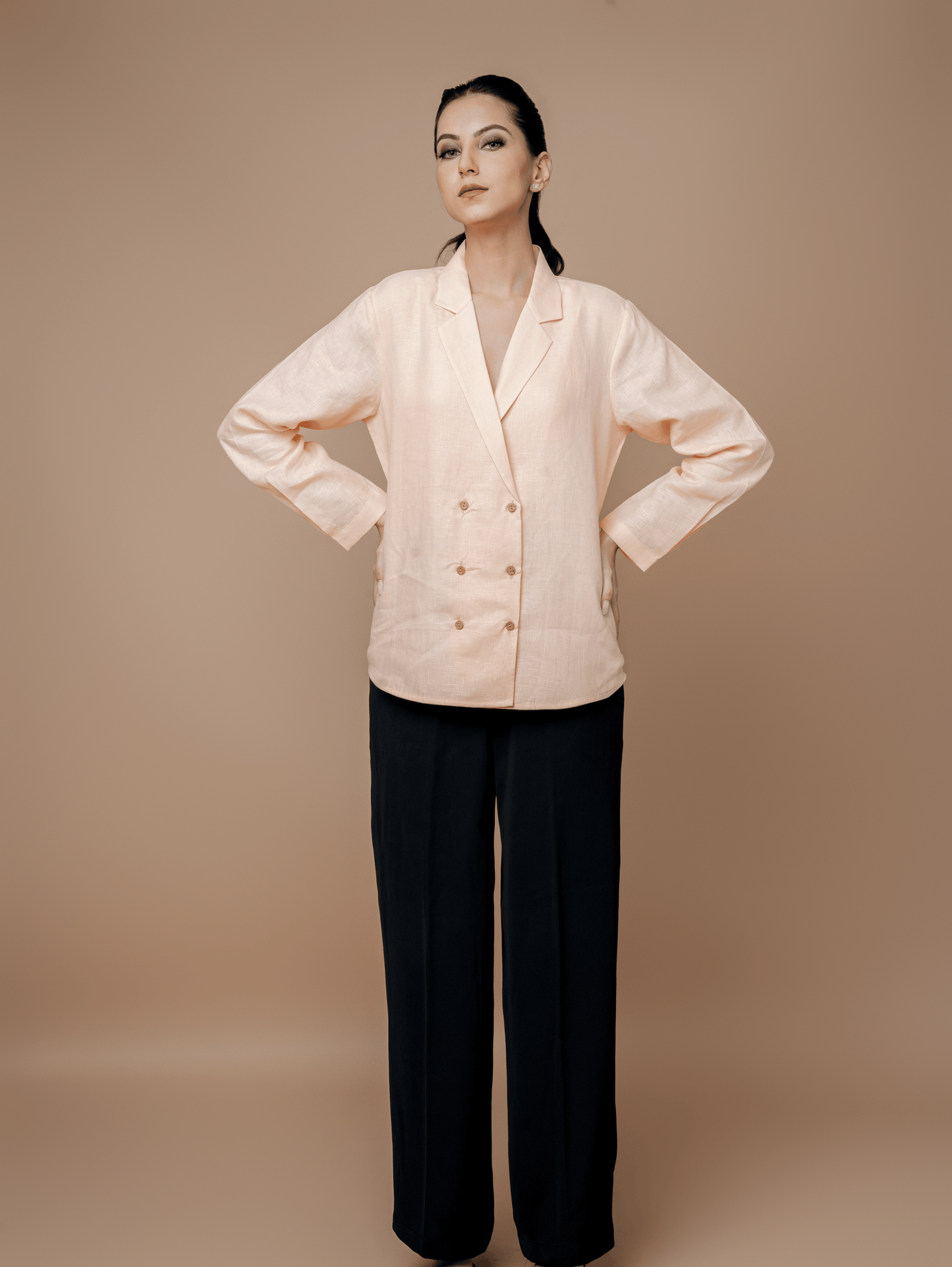 Formal Double Breasted Shirt with Notched Collar