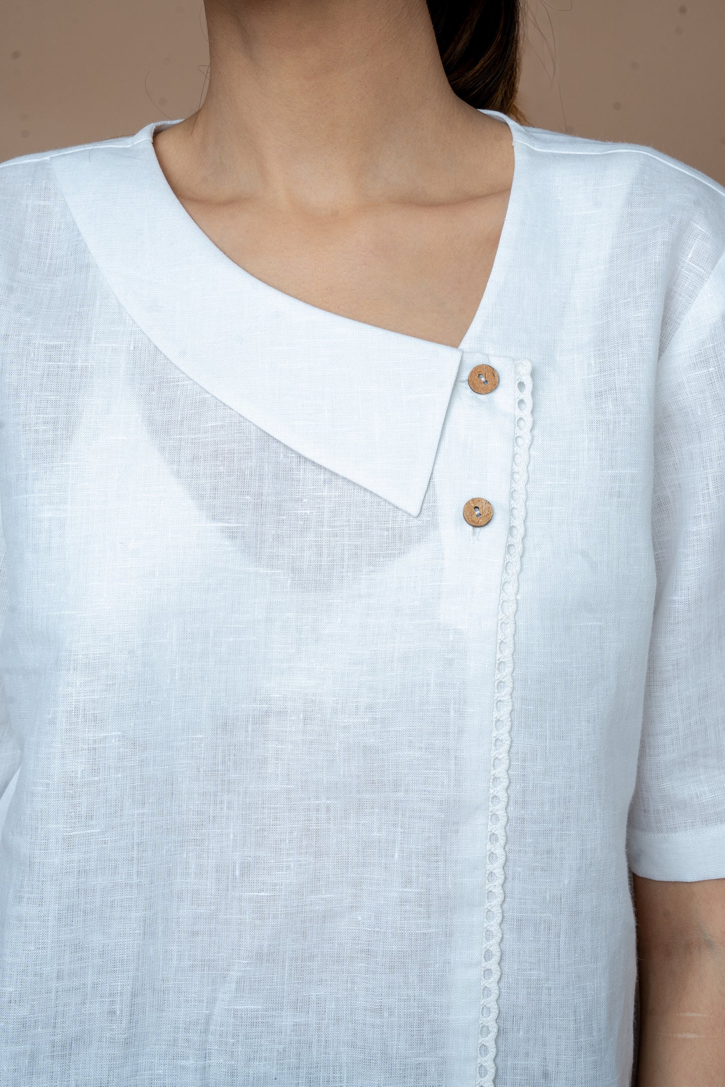 Formal Half Sleeves Top with Asymmetrical Collar
