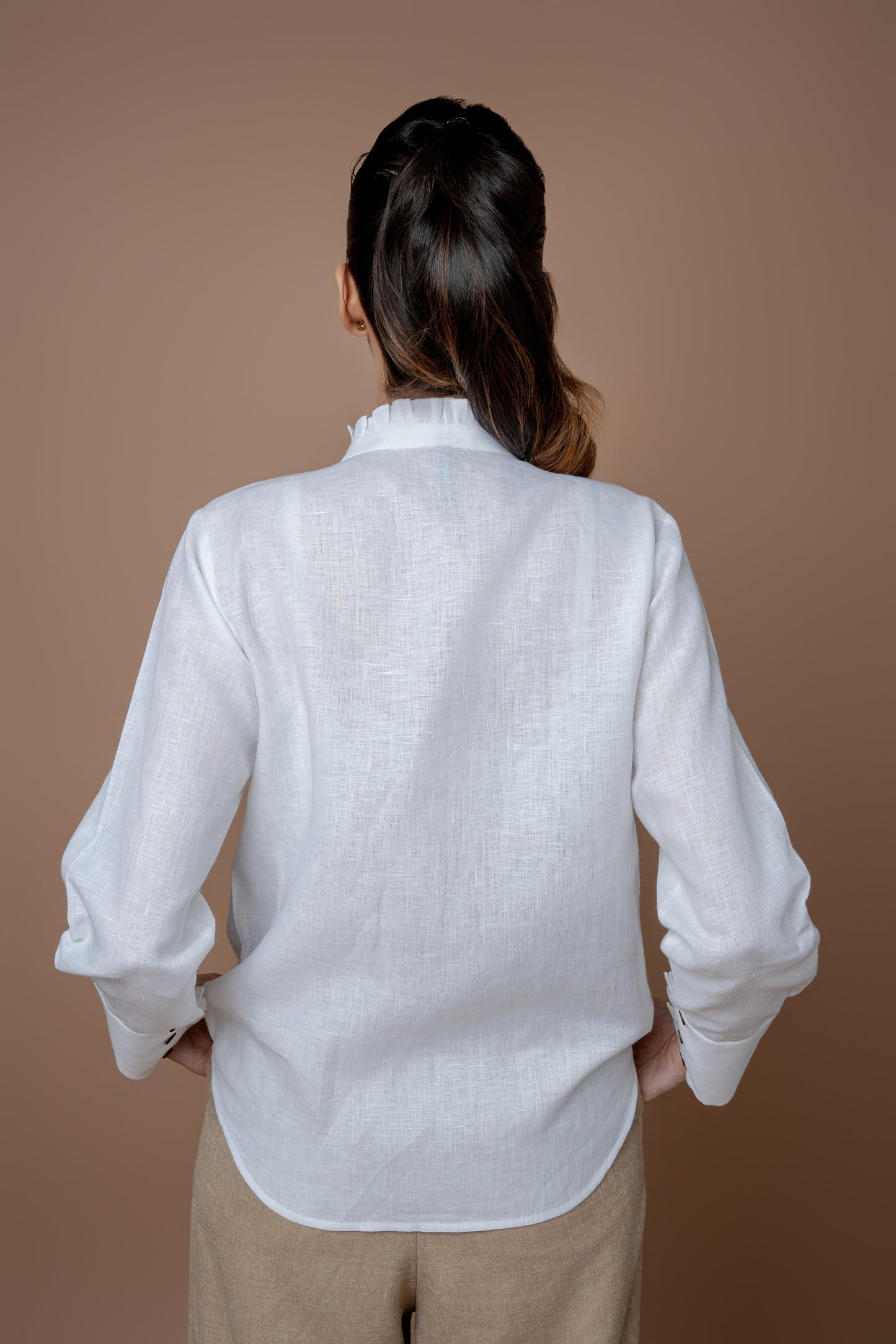 Formal Full Sleeves Shirt with Band Collar For Women