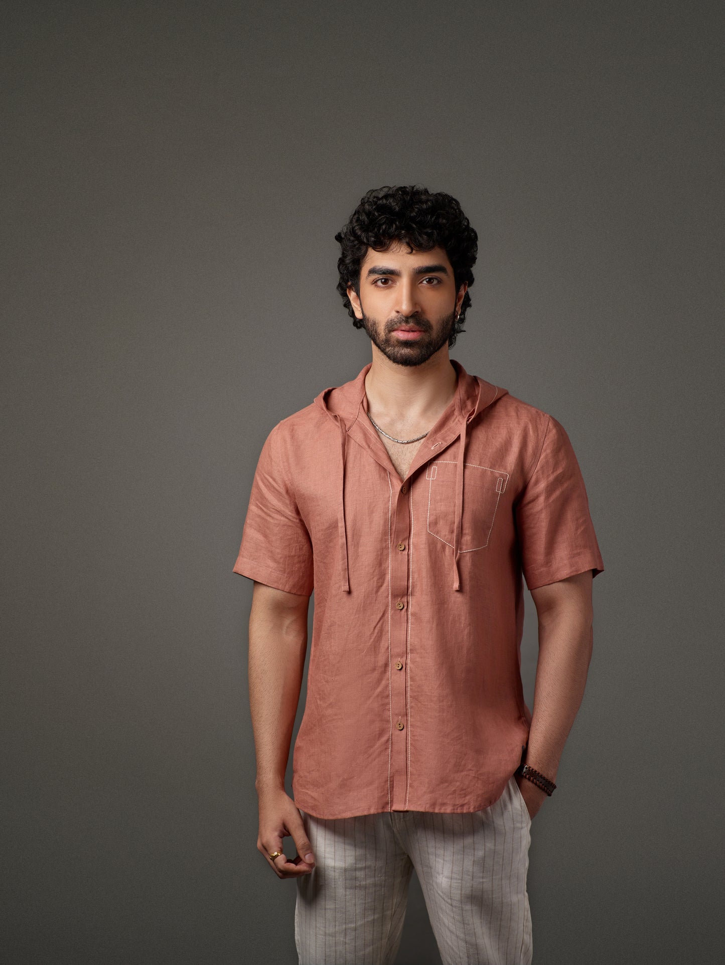 Linen hoodie for men