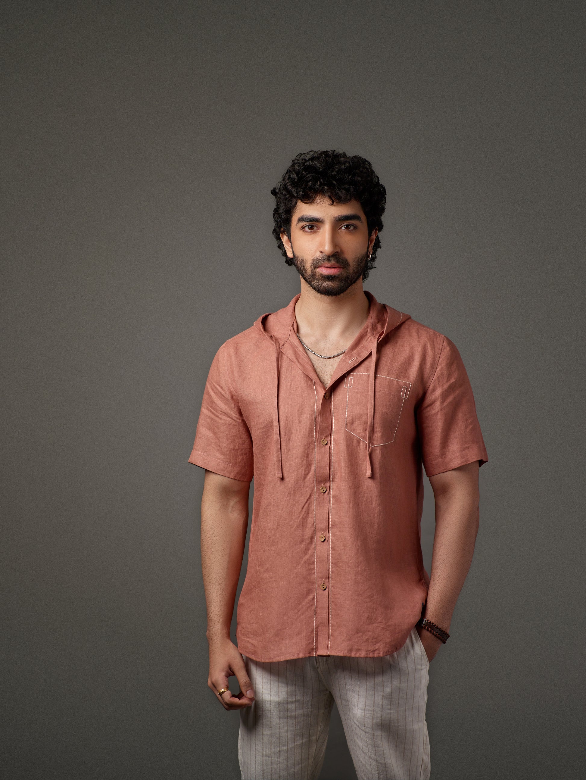 Linen hoodie for men