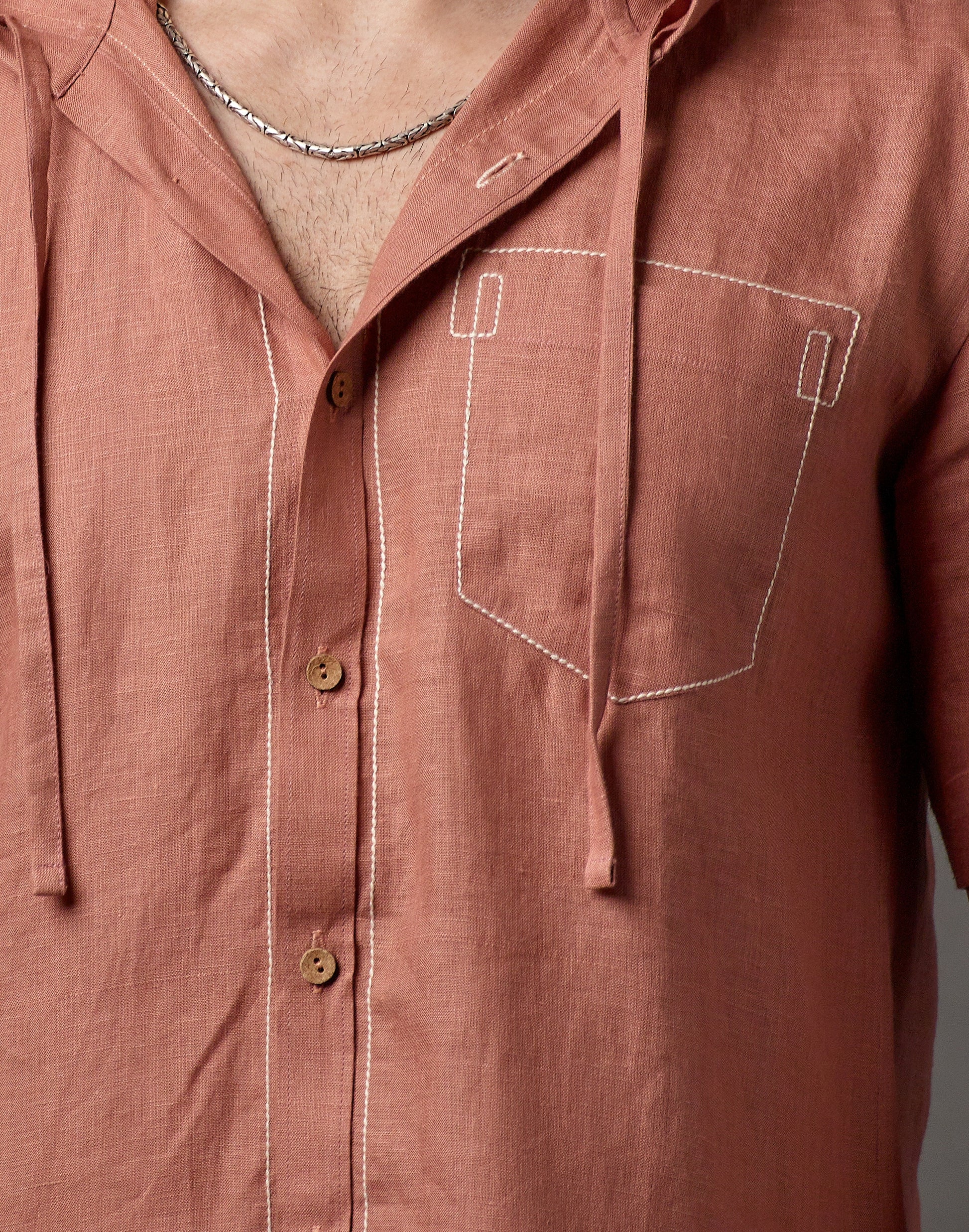 Linen half sleeve hoodie