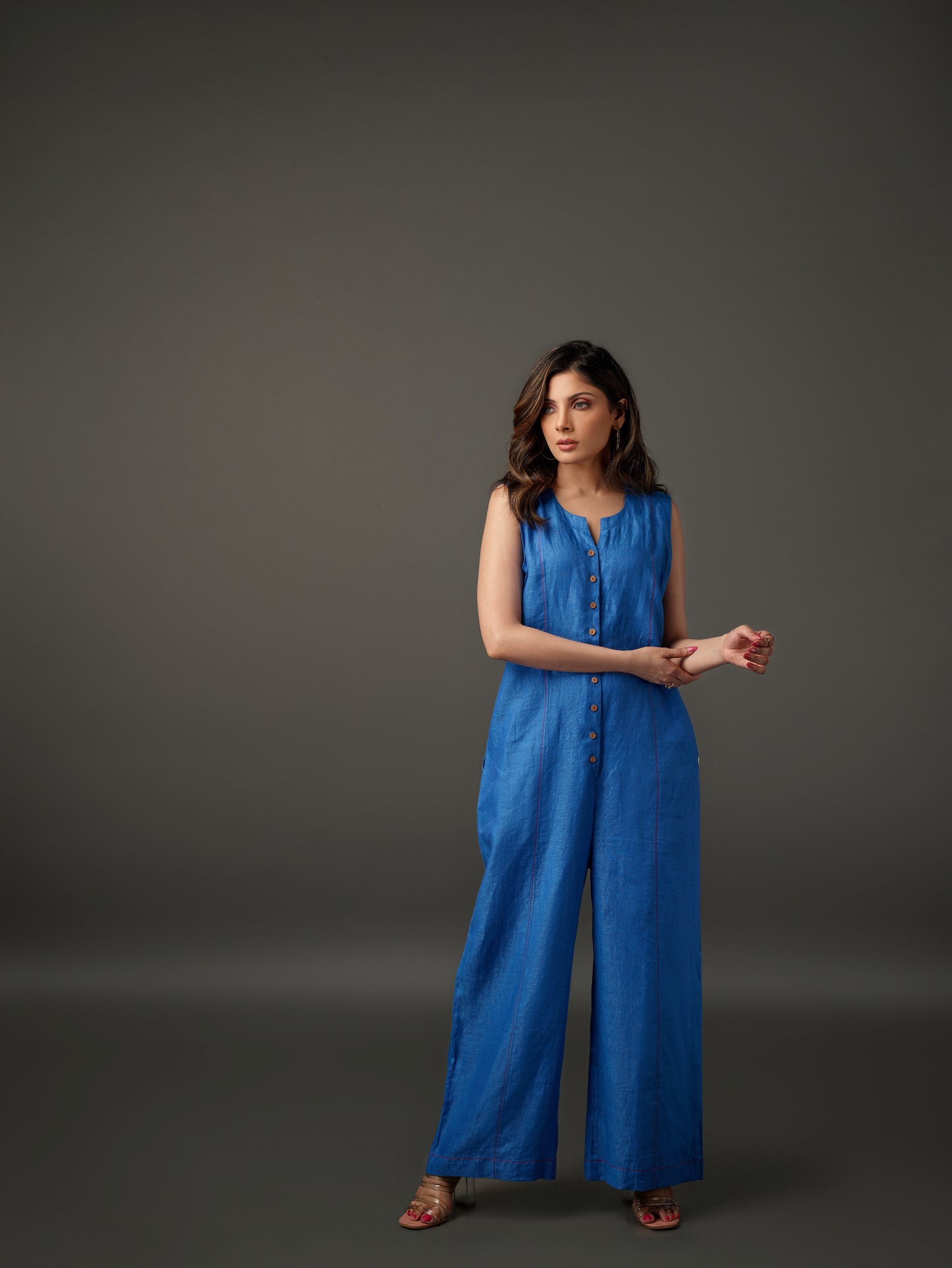 Linen Sleeveless Jumpsuit