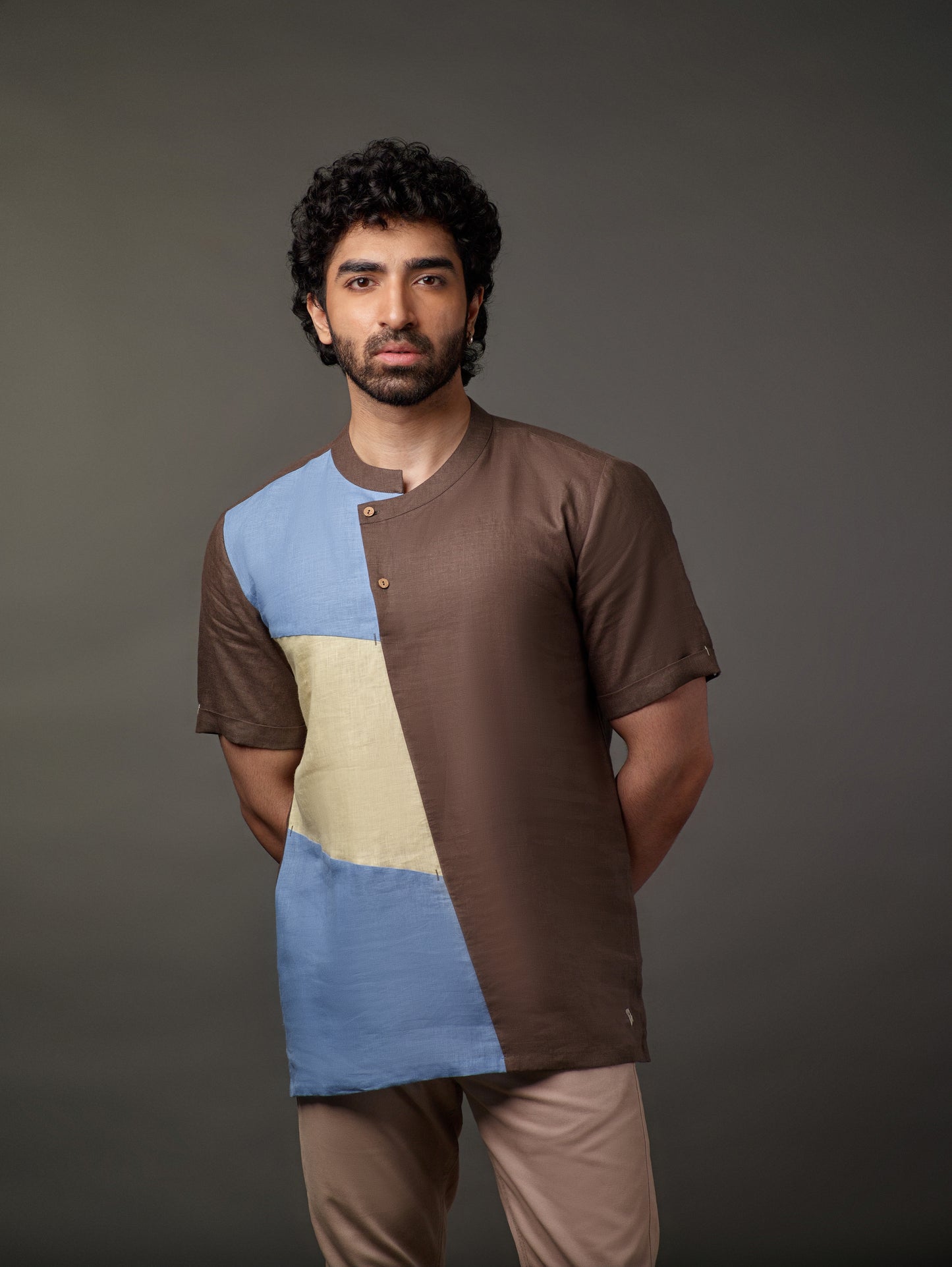 Linen tri color shirt