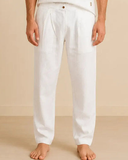 Pleated Button-Waist Yoga Pants for Men