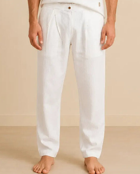 Pleated Button-Waist Yoga Pants for Men