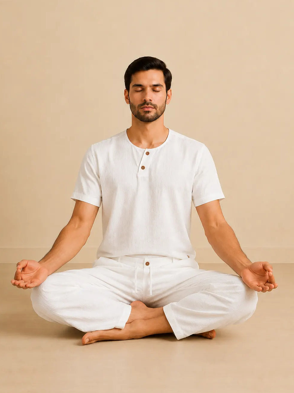 Pleated Button-Waist Yoga Pants for Men - Padmasana