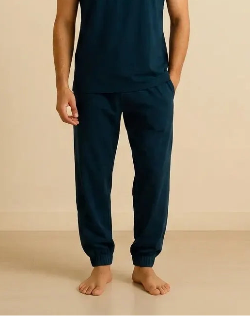 Blue Cotton Yoga Pants Jogger for Men