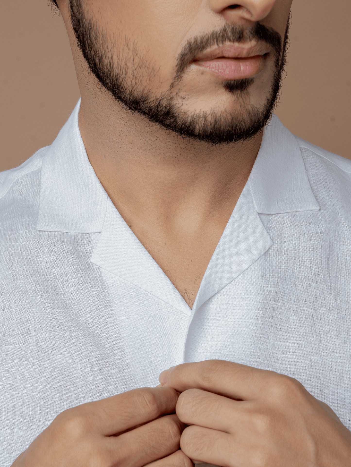 Formal Half Sleeves Linen Shirt With Cuban Collar