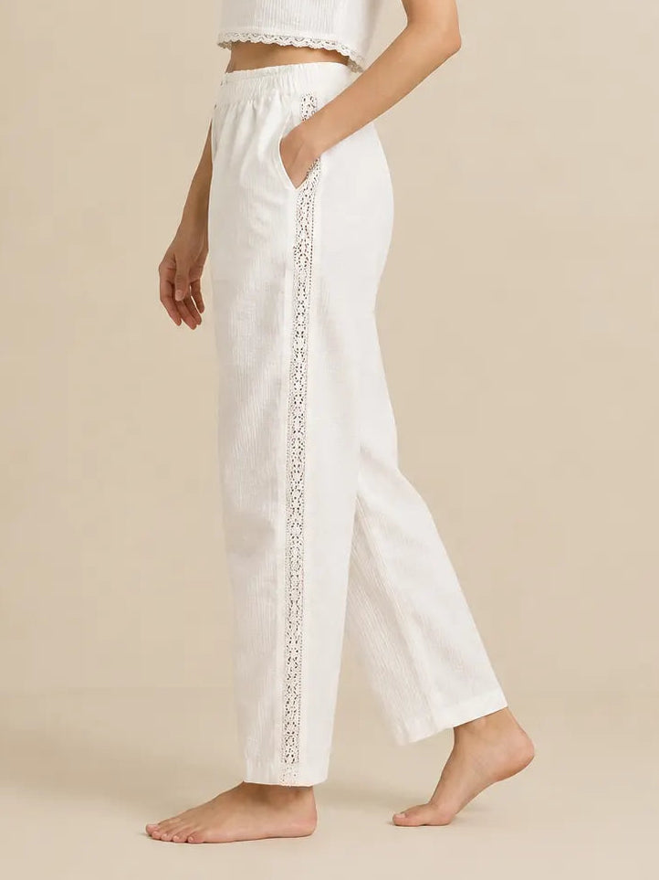 Women Side Lace Cotton Yoga Pants