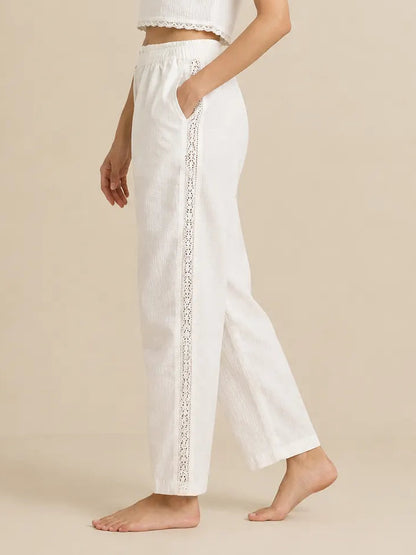 Women Side Lace Cotton Yoga Pants