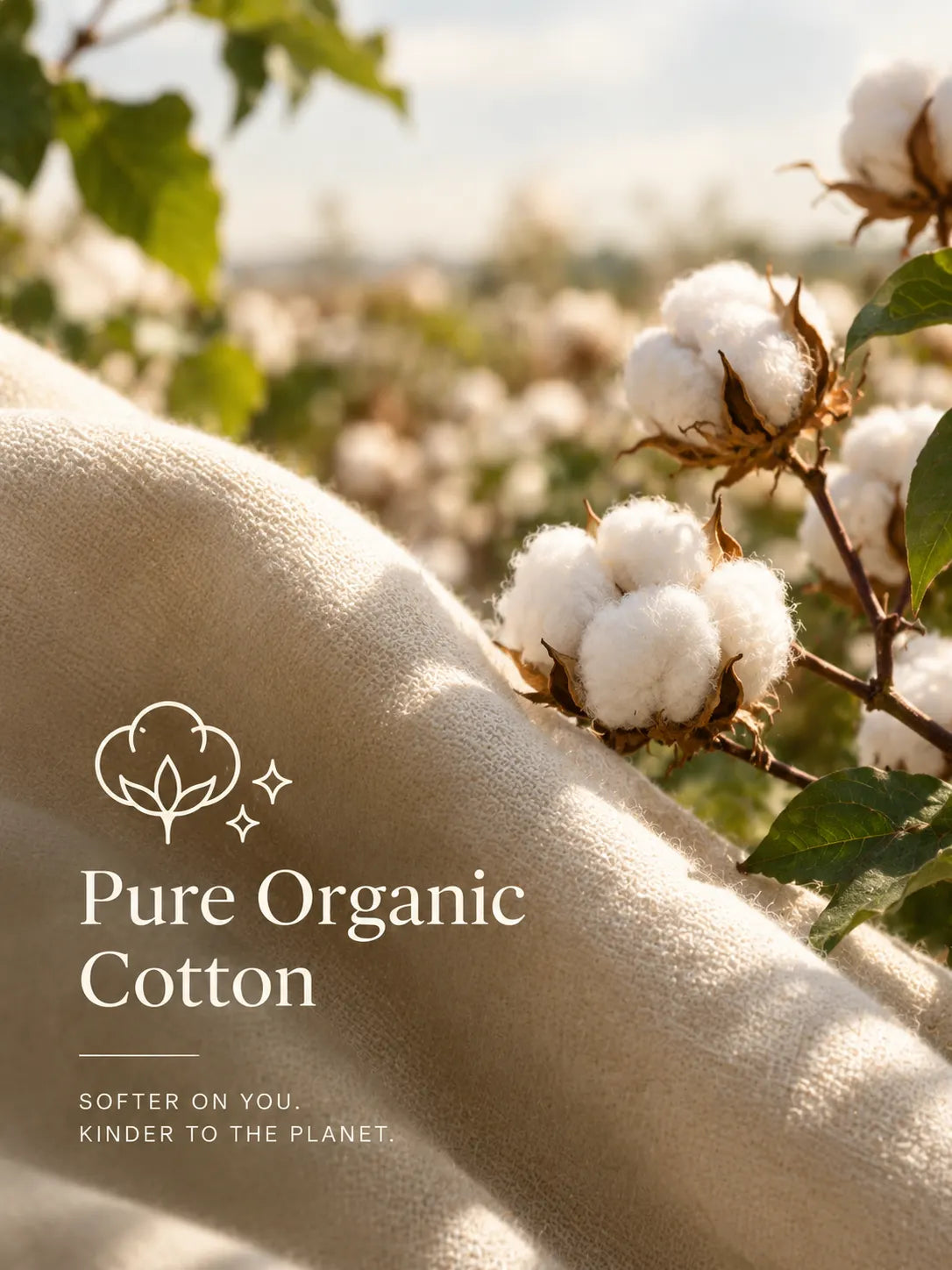 Pure Organic Cotton in Golden Light