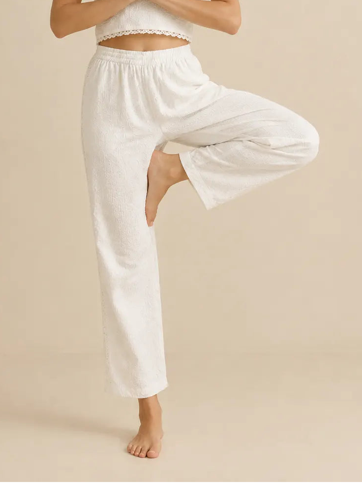 Women Side Lace Yoga Pants White