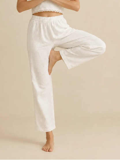 Women Side Lace Yoga Pants White