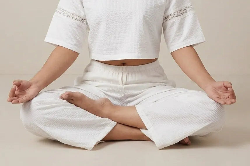 Waist Drawstring Yoga Pants for Women Padmasana Pose