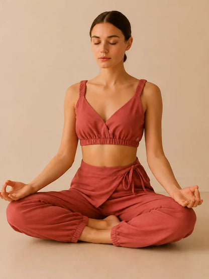 Side Waist-Tie Yoga Pants for Women - Padmasana Pose