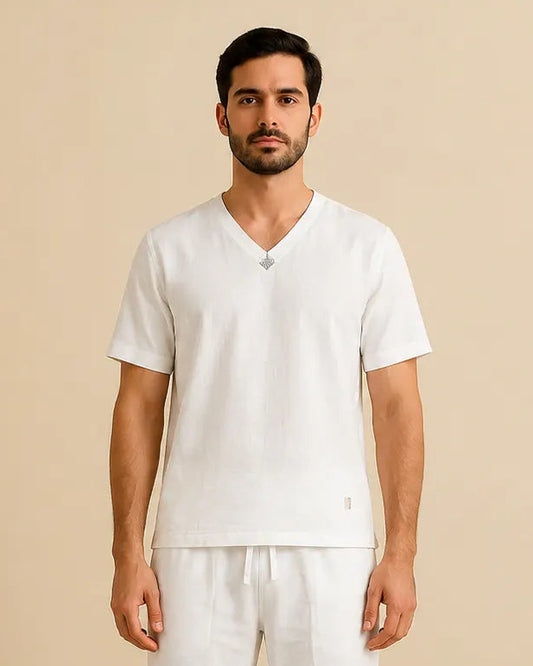 V-Neck Organic Cotton Yoga T-Shirt for Men